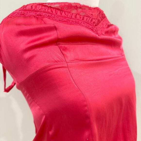 Vintage Y2K Tank Top Size XS Hot Pink 100% Silk Cami Girly Soft Girl Babydoll - Picture 16 of 16